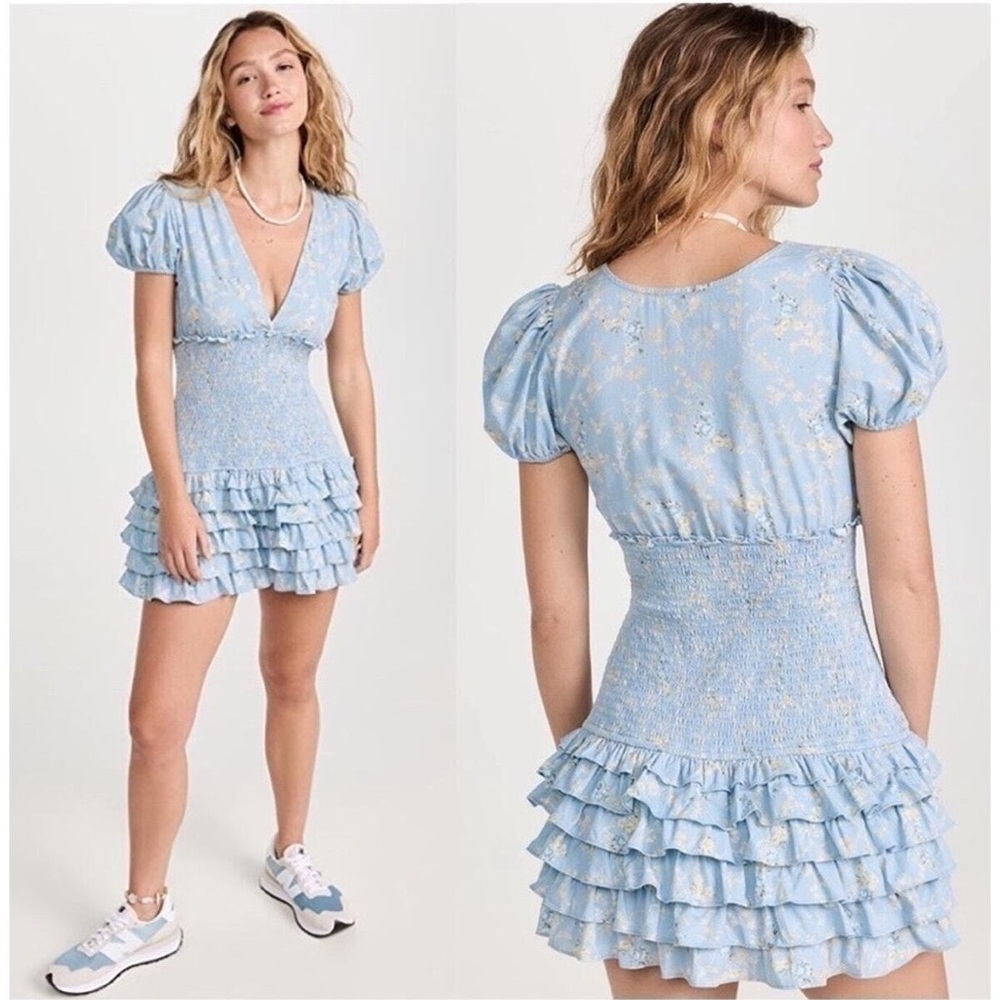 LoveShackFancy Radia Dress in Dim Blue